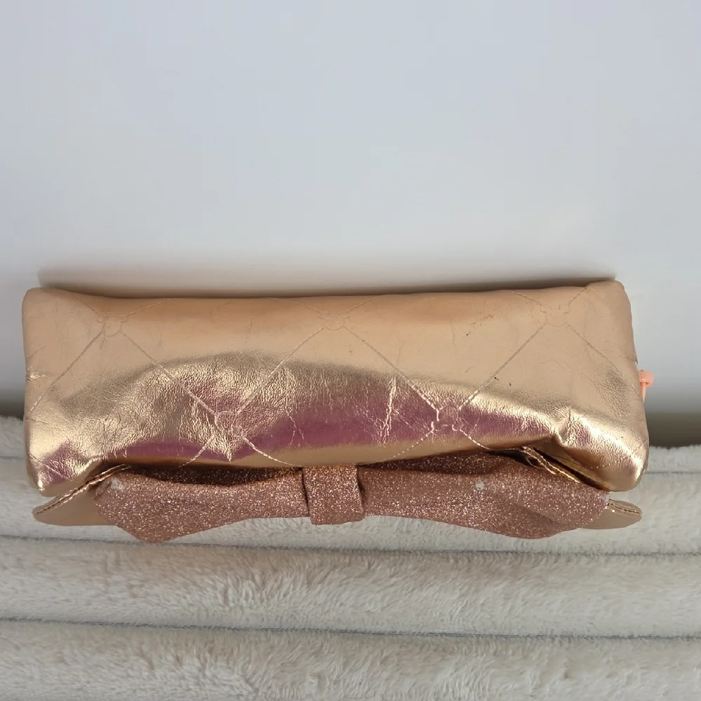 Disney Metallic Gold Mouse Ear Pouch with Glitter Bow
